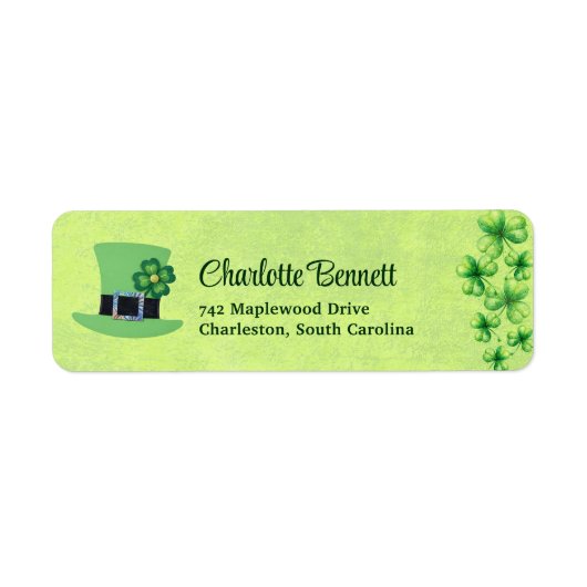 St. Patrick’s Day Watercolor Shamrock on green ラベル (正面)