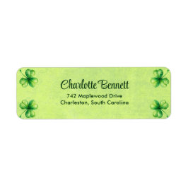 St. Patrick’s Day Watercolor Shamrock on green ラベル