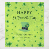St. Patrick’s Day Watercolor Shamrock on green ワインラベル (シングルラベル)