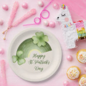 St. Patrick’s Day – Watercolor Shamrock Rainbow ペーパープレート (パーティー)