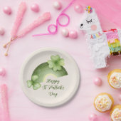 St. Patrick’s Day – Watercolor Shamrock Rainbow ペーパープレート (パーティー)