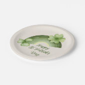 St. Patrick’s Day – Watercolor Shamrock Rainbow ペーパープレート (アングル)