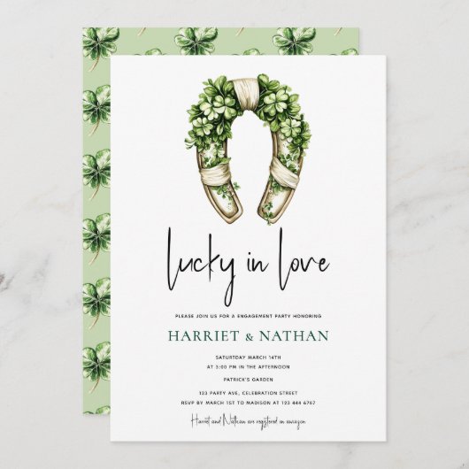 St Patrick’s Engagement Party Horseshoe 招待状 (正面/裏面)