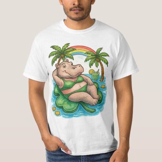 St. Patrick’s Tropical Pool Party for Hippo lovers Tシャツ (正面)