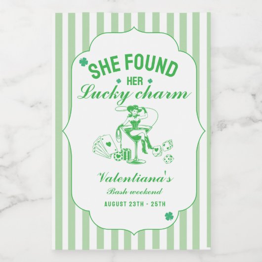 St patrick she found her lcuky charm bachelorette  ワインラベル (シングルラベル)