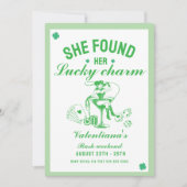 St patrick she found her uckycharm  bachelorette 招待状 (正面)
