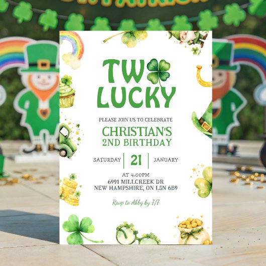 St Patrick Two Lucky Birthday Invitation 招待状