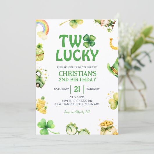 St Patrick Two Lucky Birthday Invitation 招待状 (スタンド正面)