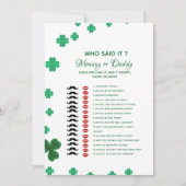 ST Patrick who said it Baby shower game Card 招待状 (正面)