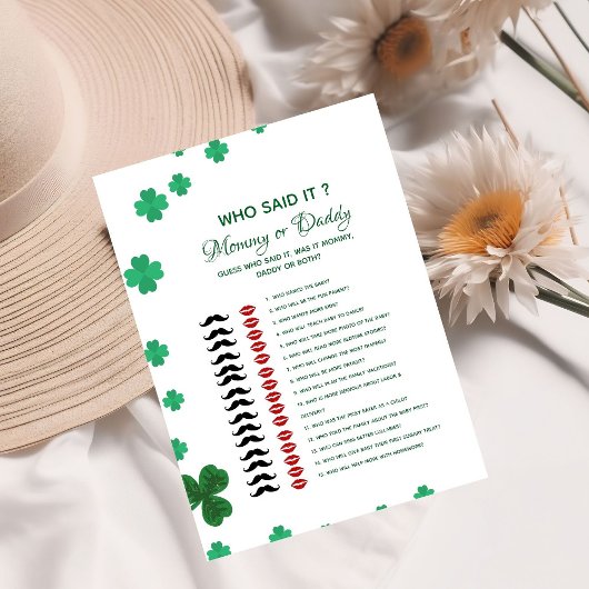 ST Patrick who said it Baby shower game Card 招待状
