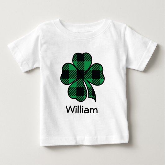 St patricksのアイルランドのバッファローの格子縞のシャムロックのTシャツ ベビーTシャツ (正面)