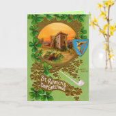 St. Patricksのヴィンテージの挨拶状 カード (黄色い花)
