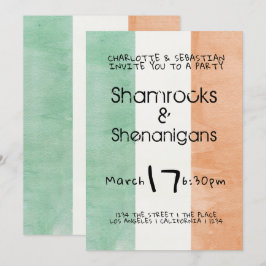 St patricksアイリッシュシャームロックスシェナニガンウォータカラー 招待状