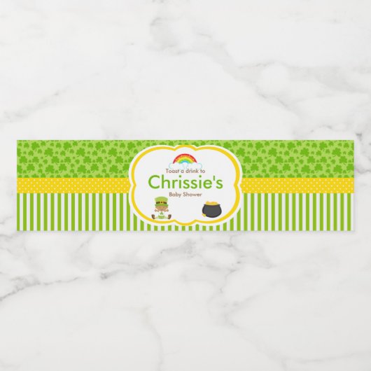 St patricksアフリカ系アメリカ人の男の子の赤ちゃんシャワーパーティー ペットボトルラベル (シングルラベル)