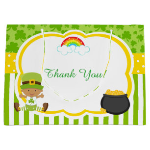 St patricksアフリカ系アメリカ人の男の子の赤ちゃんシャワー ラージペーパーバッグ