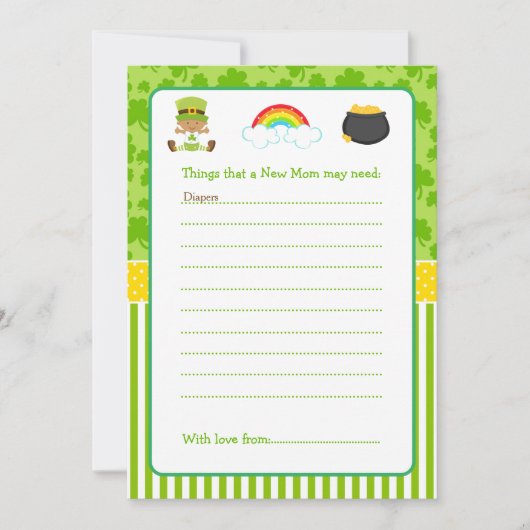 St patricksアフリカ系アメリカ人男の赤ちゃんアドバイスリスト 招待状 (正面)