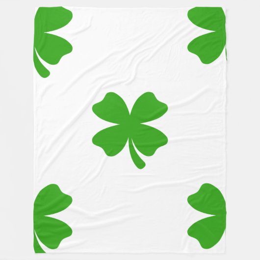 st patricksクローバー絵文字 フリースブランケット (正面)