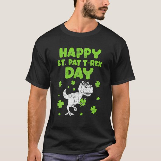 St patricksサンパットTレックスおもしろい恐竜聖Pa Tシャツ (正面)