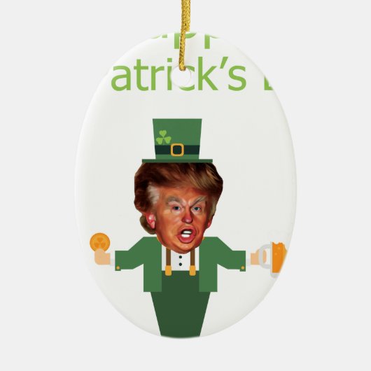 st patricksトランプ・レプラチョーン セラミックオーナメント (正面)