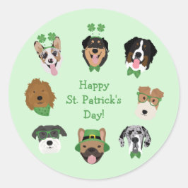 St patricksドッグ顔パターン ラウンドシール