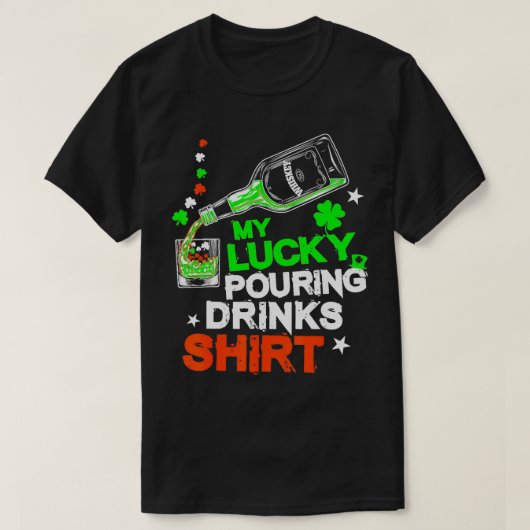 St patricksバーテンダーラッキー注ぎ飲み物バーテンダー tシャツ (デザイン正面)