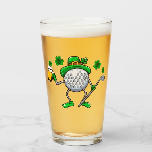 St patricksパパゴルフゴルフGolfing Leprechaunアイリッシュビール タンブラーグラス (ドリンク正面)