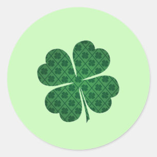 St patricksラッキーフォーリーフグリーンクローバーパターン ラウンドシール