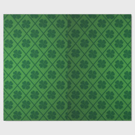 St patricksラッキーフォーリーフグリーンクローバーパターン ラッピングペーパー