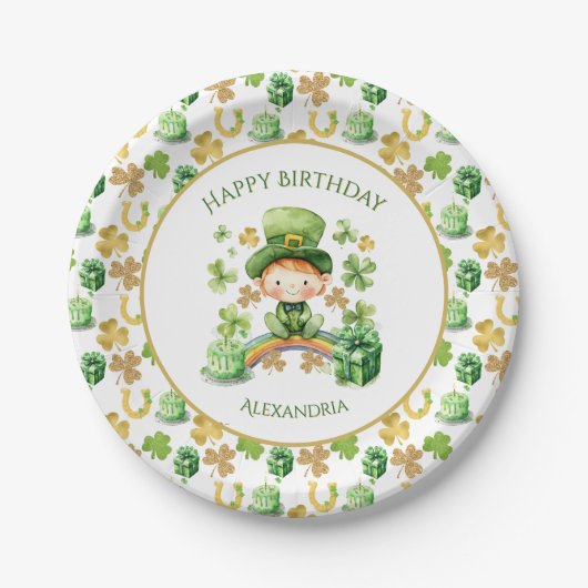 St patricksラッキーワンファースト誕生日紙プレート ペーパープレート (正面)