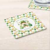 St patricksラッキーワンファースト誕生日 スクエアペーパーコースター (アングル)