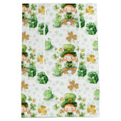 St patricksラッキーワンファースト誕生日 ミディアムペーパーバッグ (裏面)