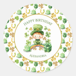 St patricksラッキーワンファースト誕生日 ラウンドシール