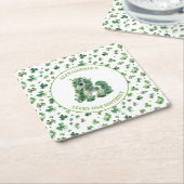 St patricksラッキーワンユニコーン紙コースター スクエアペーパーコースター (アングル)