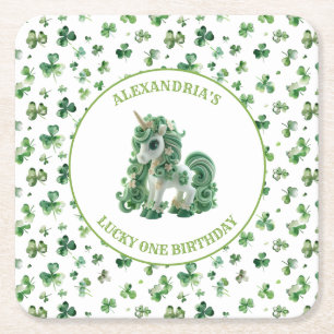 St patricksラッキーワンユニコーン紙コースター スクエアペーパーコースター