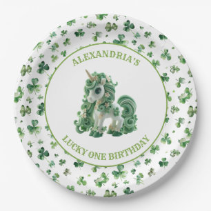 St patricksラッキーワンユニコーン紙プレート ペーパープレート