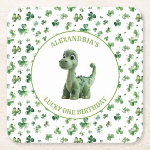 St patricksラッキーワン恐竜紙コースター スクエアペーパーコースター