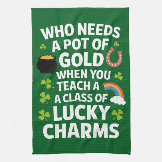 St patricks先生ラッキーチャームクローバーアイリッシュ キッチンタオル (縦)