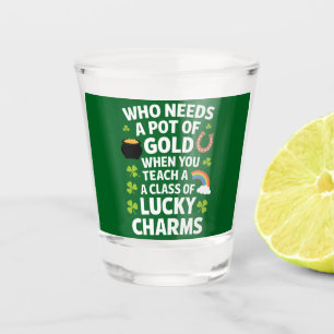 St patricks先生ラッキーチャームクローバーアイリッシュ ショットグラス