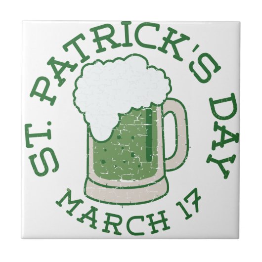 st patricks動揺してグリーンビール タイル (正面)