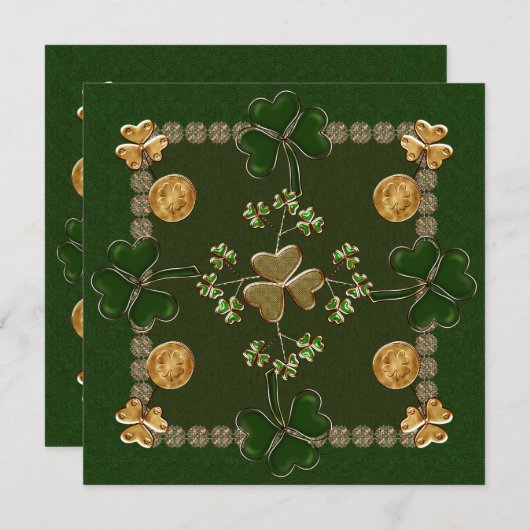 St. Patricks日のお祝い 招待状 (正面/裏面)