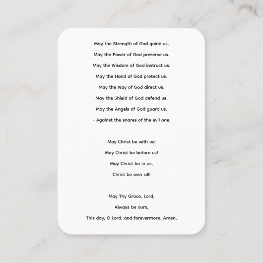 St patricks祈りの言葉の忠実な祈りの言葉カード 名刺 (裏面)