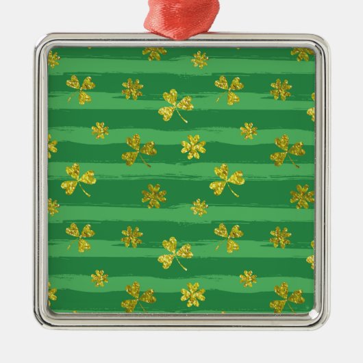 st patricks黄金のシャムロック メタルオーナメント (正面)