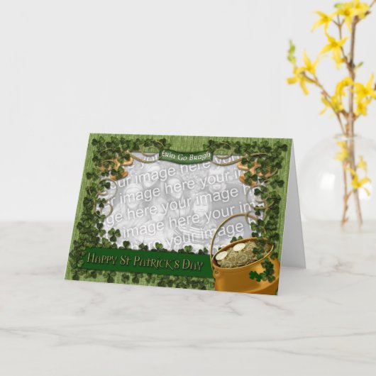 St patricks -あなたの写真を加えて下さい-シャムロックフレーム カード (黄色い花)