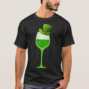 st patricks・シャムロック・ハット・ワイン・グラス・ドリング tシャツ