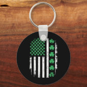 st patricks・ダのシャムロックを持つ米国国旗 キーホルダー (正面)