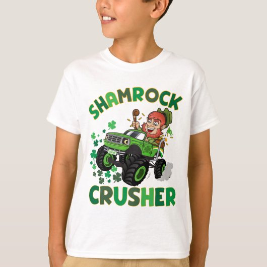 St patricks・レプレチョーカーモンスタートラック・シャムロック tシャツ (正面)