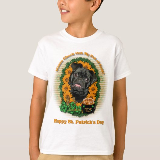 St patricks -金のパグのポット- Ruffy Tシャツ (正面)
