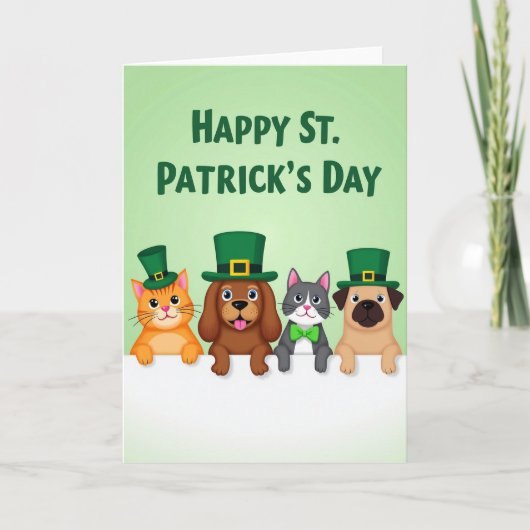 St Patricks Animal Friends Holiday Card カード (正面)