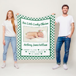 St.Patrick's Birth Announcementベビー写真名 フリースブランケット