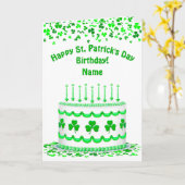 St Patrick's Birthday Cake Custom Candles Greeting カード (黄色い花)